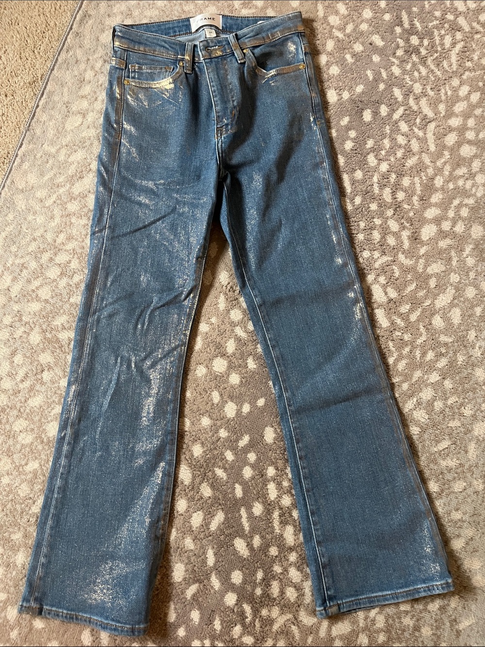 Gold metallic frame jeans